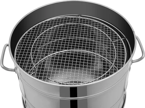 Miniatura 8 de Parrilla de barbacoa sin humo de acero inoxidable, parrilla portátil de carbón con 50 pinchos para brochetas, barril de carbón para barbacoa