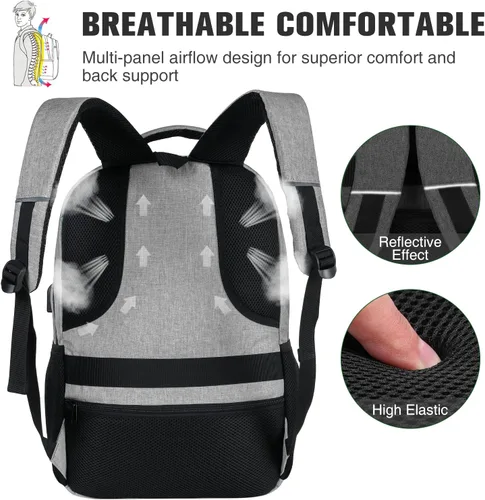 Miniatura 6 de Paude Mochila escolar, mochila de viaje para laptop de 17.3 pulgadas, mochila para adolescentes y niños, mochila universitaria con puerto de carga