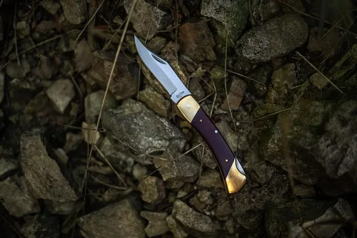 Miniatura 3 de Uncle Henry LB7 Bear Paw - Cuchillo de bolsillo tradicional con punta de clip de 3.7 pulgadas, hoja SS de alto carbono, mango de madera, refuerzos