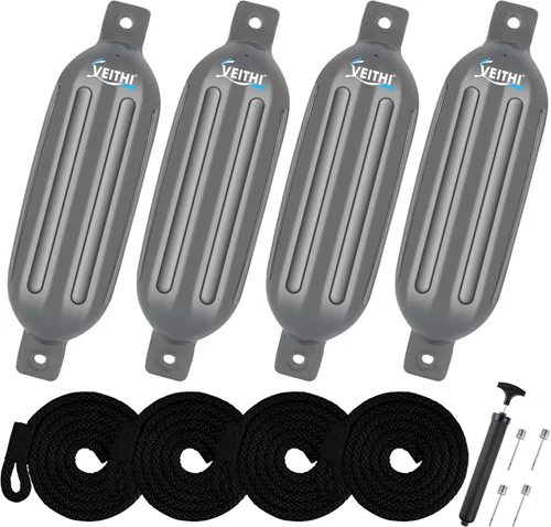 Miniatura 20 de Juego de 4 guardabarros para barco de 4.5/5.5/6.5/8.5/10/16 pulgadas, parachoques de vinilo con ojos gemelos acanalados, parachoques para barco