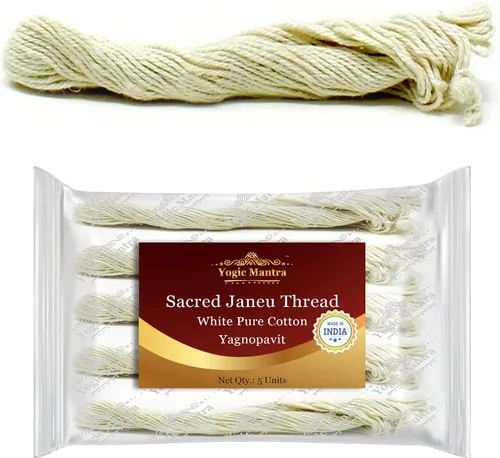Yogic Mantra Janeu Thread Yagnopavit | Paquete de 5 | Hilo sagrado Janoi Sagrado | Hilo Upanayana Sanskara Janaeu Puja | Janeva espiritual para