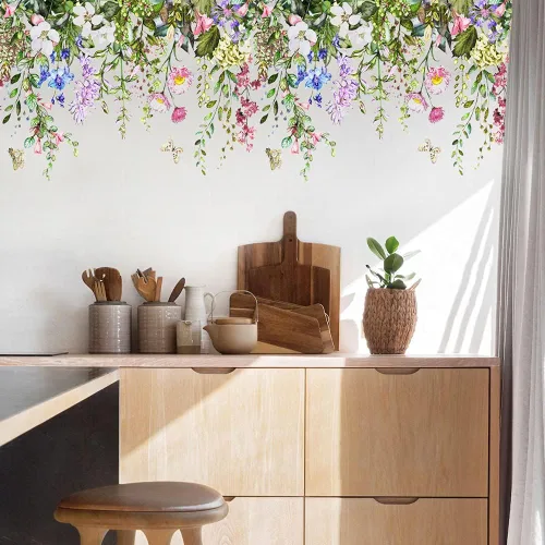 Pegatina de pared de mariposas de flores coloridas para dormitorio, sala de estar, TV, sofá, fondo