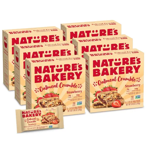 Miniatura 15 de Nature's Bakery Barras de desmoronamiento de avena, manzana, fruta real, veganas, sin OMG, barra de desayuno, 1 caja con 6 paquetes, 6