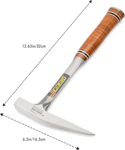 Miniatura 7 de ESTWING Rock Pick - Martillo geológico de 13 onzas con cara lisa y agarre de cuero genuino - E13P