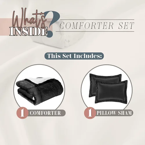 Miniatura 5 de Elegant Comfort Juego de Edredón Sherpa Súper Suave de 2 Piezas de Calidad Premium, Peso Pesado Reversible Alternativa de Plumón Micro-Gamuza, Satén
