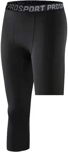 Miniatura 40 de Pantalones de compresión de 3/4 de una pierna para hombre, mallas de baloncesto atléticas para correr, leggings deportivos de capa base capri