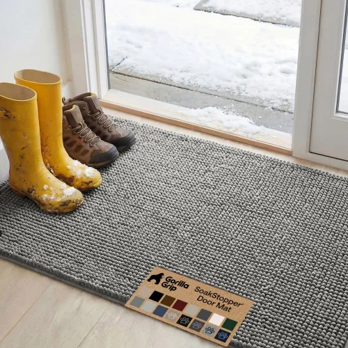 Miniatura 56 de GORILLA GRIP SOAKSTOPPER - Tapete para puerta de perro, 30 x 20 pulgadas, lavable a máquina, absorbente, captura la humedad, barro, suciedad, Negro