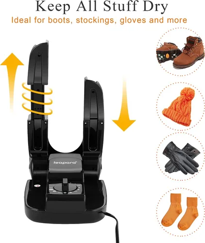 Miniatura 5 de Secador de botas con temporizador, calentador de calor para botas de trabajo, guantes, pies sudorosos, tenis, secadora portátil con estante plegable