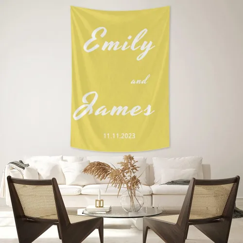 Miniatura 8 de Tapiz de boda personalizable con nombre y foto, colgante de pared personalizado para boda, tapiz de pared personalizado, decoración del hogar, tapiz