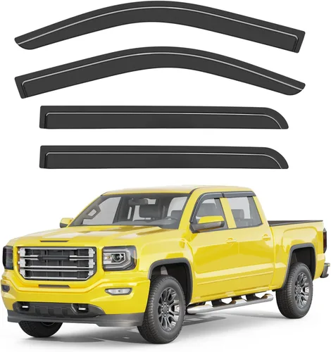 Miniatura 26 de Protectores de lluvia extra gruesos para ventana Chevrolet (Chevy) Silverado GMC Sierra 1500 2500HD 3500HD 3500HD Crew Cab 2019-2026, deflectores