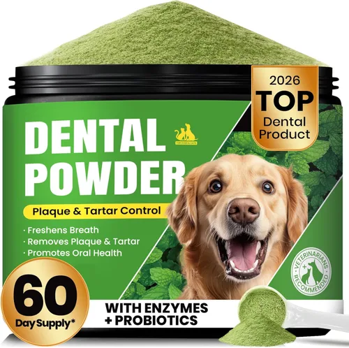 Polvo de limpieza dental para perros, polvo dental para perros y refrescante de aliento para gatos, eliminador de placa para limpieza de dientes de