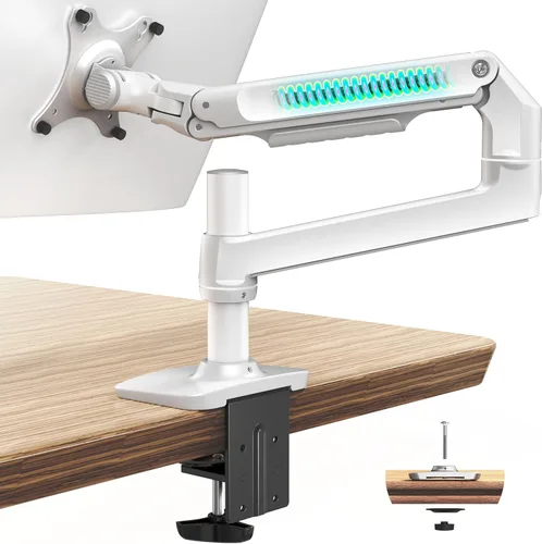 Miniatura 18 de Ergounion - Soporte de escritorio para tres monitores, soporta pantallas de hasta 40 pulgadas y 25 libras, soporte de escritorio totalmente Plateado