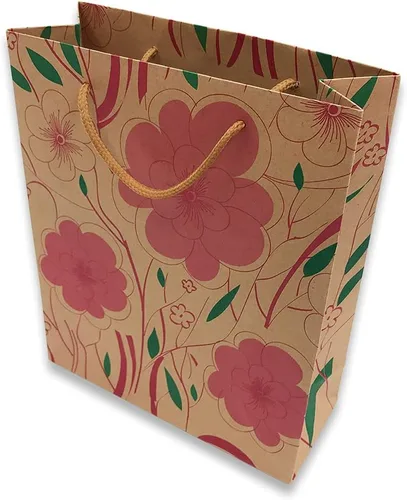 Miniatura 6 de 888 Display USA, Inc 6 bolsas de papel de 7.5 x 3 x 9.5 pulgadas de alto, diseño floral negro sobre papel Kraft, bolsas
