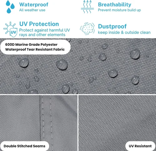 Miniatura 9 de EliteShield Cubierta Impermeable para Pontón, Poliéster 600D de Servicio Pesado Grado Marino Cubierta de Pontón Remolcable Cubierta de Embarcación