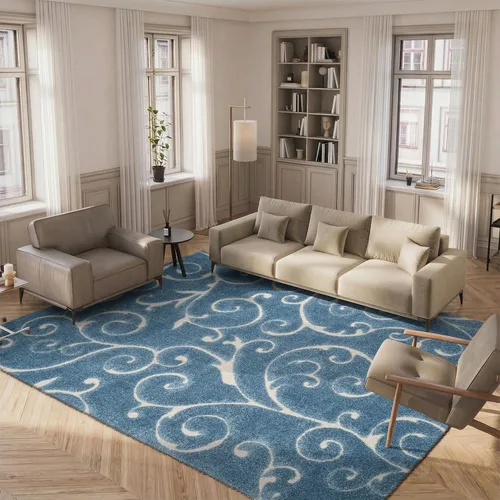 SAFAVIEH - Colección Florida Shag SG455, alfombra afelpada de 8 pies x 10 pies, diseño de vides enrolladas y espirales elegantes, 1.2 pulgadas de