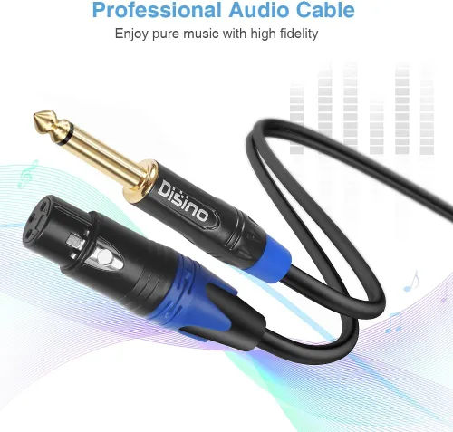 Miniatura 4 de Cable de micrófono XLR hembra a TS mono de 1/4 pulgadas (6.35mm), desequilibrado de 3 pines XLR hembra a conector de micrófono TS de cuarto