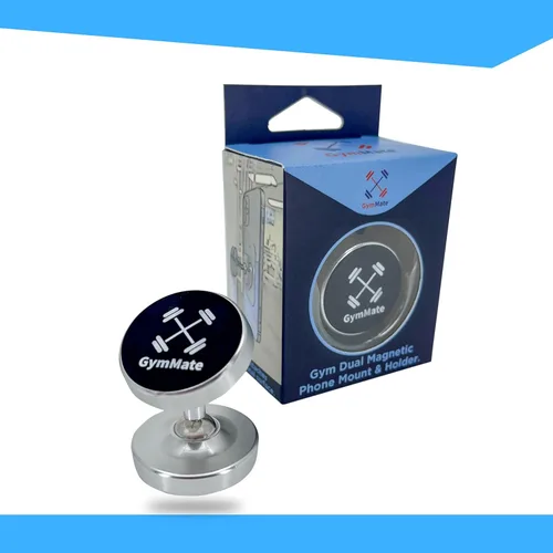 Miniatura 5 de Gym Mate Soporte y soporte magnético dual para teléfono, se fija magnéticamente a superficies metálicas, graba videos de entrenamiento manos libres