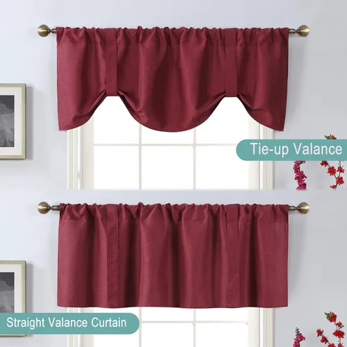 Miniatura 2 de Home Queen Cenefa de cortina con lazo para sala de estar, cenefa ajustable con bolsillo para cortinero, juego de 2, 54 x 18 pulgadas, gris claro