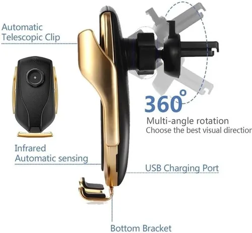 Miniatura 2 de Sujeción automática 10W Cargador inalámbrico para coche Soporte de teléfono de ventilación de aire para iPhone 13 Huawei Samsung Xiaomi Soporte