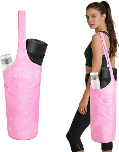 Miniatura 11 de IwIeIaIrI Bolsa para esterilla de yoga para mujeres con bolsillo grande y bolsillo con cierre, accesorios para regalos de yoga con correa de hombro