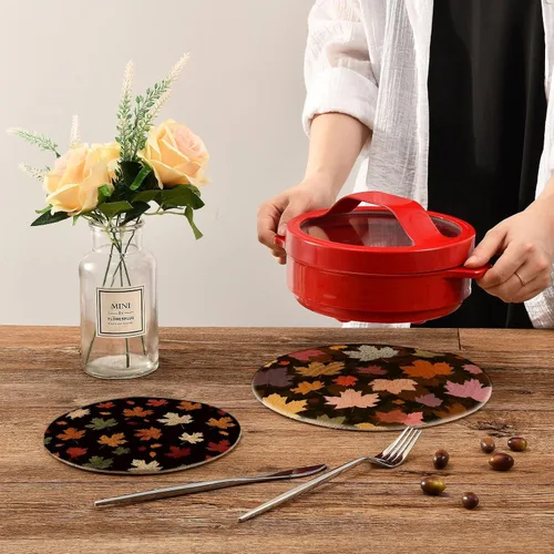Miniatura 7 de Salvamanteles para platos calientes, ollas y sartenes, 2 soportes para ollas, resistentes al calor, de algodón, redondos, para encimera de cocina