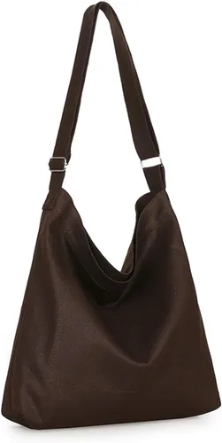 Miniatura 123 de Covelin - Bolsa de hombro informal de lona para mujer, estilo bohemio y retro, bolsa de mano, bolso cruzado, tamaño grande