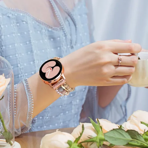 Miniatura 3 de VISOOM Beaded Boho Bracelet Compatible for Samsung Galaxy Watch 7/6/5/4 40/44mm Bands/Active 2 Watch 4 Classic 42mm Band Women, 20mm Handmade