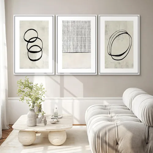 Miniatura 132 de SIGNWIN Lienzo enmarcado para pared, arte con pinceladas de flujo neutro en tonos beige abstractos, ilustraciones, arte moderno, decorativo