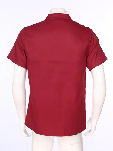 Miniatura 4 de Chaqueta de chef para hombre, camisa de chef de manga cortalarga, uniforme de chef de cocina, uniformes de trabajo, ajuste holgado, Redh.
