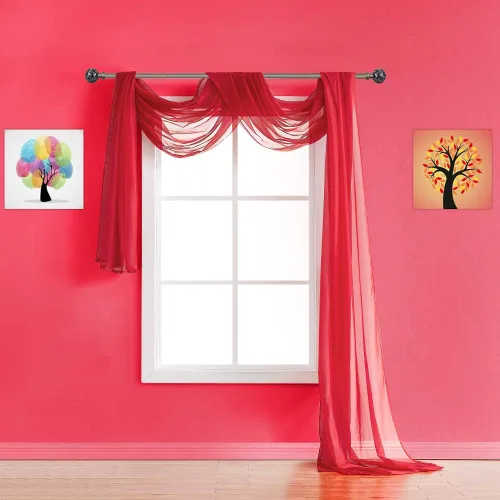Miniatura 10 de Warm Home Designs Bufanda transparente de 24 pies de largo color azul polvoriento. Estas bufandas de cenefa de longitud XXL de 54 x 288 pulgadas