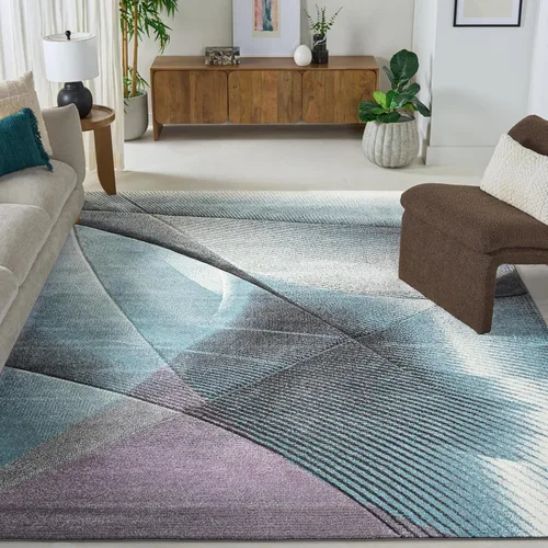 Miniatura 16 de SAFAVIEH Hollywood Collection - Alfombra decorativa de 2 pies 7 pulgadas x 5 pies, gris y azul, diseño moderno de mediados de siglo, no desprende
