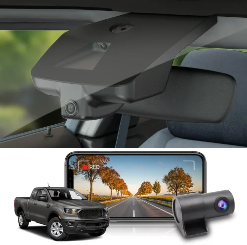 Miniatura 9 de Fitcamx Cámara de tablero delantera 4K+trasera 1080P se adapta para Ford Ranger 2019-2023 XL XLT Lariat (sensor de lluvia), aspecto OEM, WiFi