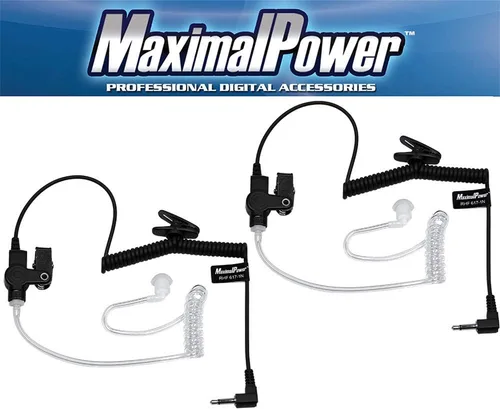 MaximalPower RHF 617-1N X2 0.138 in RECEPTOR/LISTEN - Auriculares de vigilancia con tubo de bobina acústica transparente, kit de audio para radios