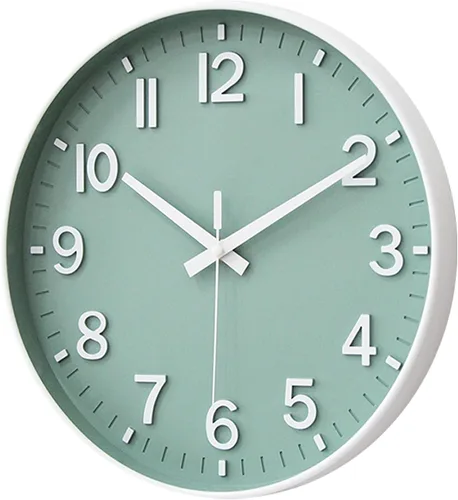 Miniatura 2 de HZDHCLH Reloj de pared con pilas, reloj de pared verde, reloj de pared de 12 pulgadas, silencioso, sin tictac, números 3D modernos para cocina