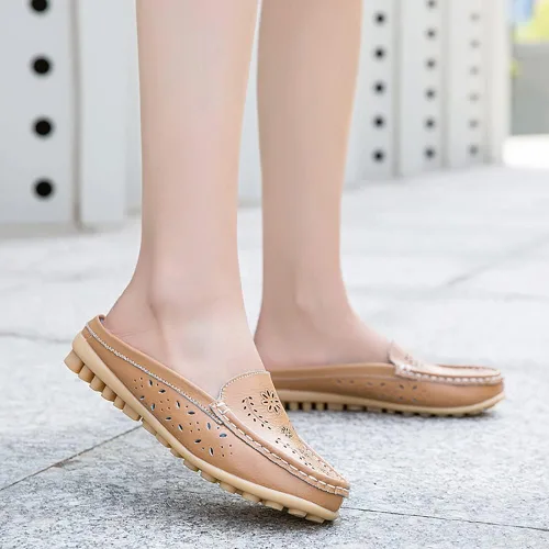 Miniatura 4 de Sandalias planas para mujer con puntera cerrada, sin espalda, a la moda, casual, de tacón alto, para niñas y mujeres
