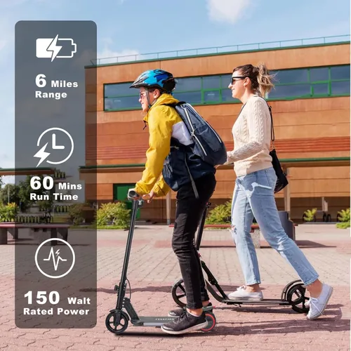Miniatura 6 de Patinete eléctrico para niños de 6 a 12 años, motor de 150 W, 4/7/11 mph, tiempo de conducción de 60 minutos, velocidad ajustable, pantalla LED