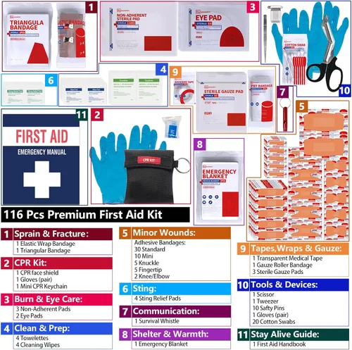 Miniatura 4 de Pequeños botiquines de primeros auxilios, botiquín de primeros auxilios de viaje con compartimentos etiquetados, sistema Molle, kit médico compacto