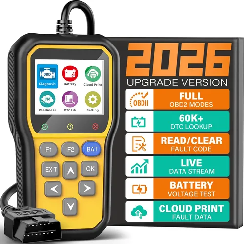 Miniatura 9 de BluSon YM319 - Escáner OBD2, herramienta de diagnóstico con probador de batería, lector de código de falla del motor con datos en vivo, impresión