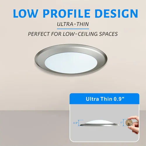 Miniatura 5 de ECOELER Luz LED de disco, 6 pulgadas de níquel cepillado de aluminio regulable, 3000 K/4000 K/5000 K seleccionable, lámpara de techo empotrada, 16.5