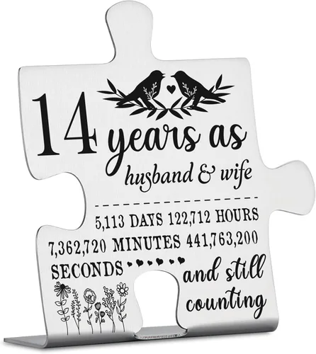 Miniatura 9 de Placa de aniversario de 1 año para marido y esposa, regalo de primer matrimonio para pareja, decoración de adorno de acero inoxidable, pieza