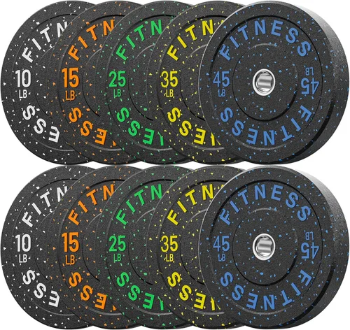 Miniatura 14 de Discos de peso olímpicos de 2 pulgadas y caucho para barras, discos para gimnasio en casa, entrenamiento de fuerza y levantamiento de pesas, 10 a