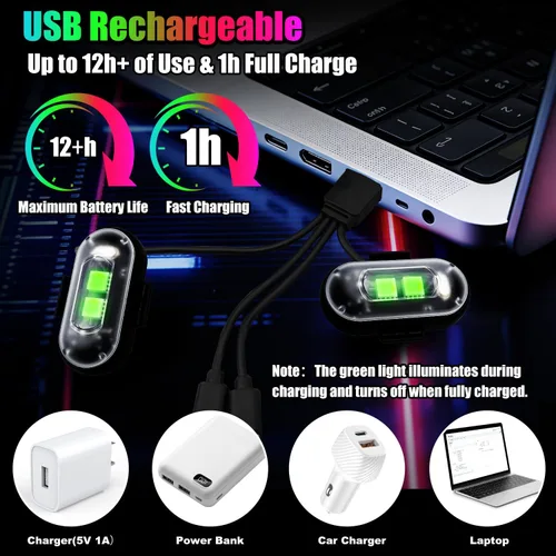 Miniatura 7 de Luces LED inalámbricas para automóvil, luces de roca inalámbricas con 8 colores, 10 modos, luz de advertencia estroboscópica LED, motocicletas
