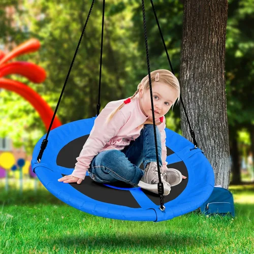 Miniatura 6 de Columpio de platillo para niños, columpio de árbol al aire libre de 40 pulgadas con capacidad de peso de 660 libras, tela impermeable Oxford 900D