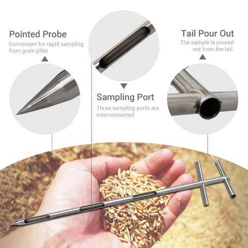 Miniatura 6 de Sonda de muestreo de grano de polvo, sonda de grano para polvos y semillas, muestreador de acero inoxidable, muestra de ladrón de granos, sonda