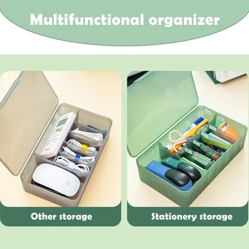 Miniatura 7 de Caja organizadora de cables extra ancha, cargador de viaje, estuche de almacenamiento para auriculares con tapa (amarillo crema)