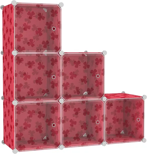 Miniatura 11 de C&AHOME Organizador de almacenamiento en cubos con puertas, estantes de 6 cubos, estantería modular de plástico DIY, estantería de almacenamiento
