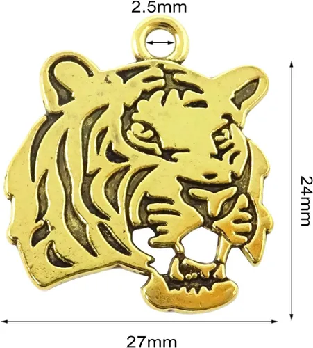 Miniatura 2 de Honbay 10 dijes antiguos de doble cara con cabeza de tigre