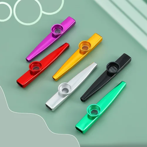 Miniatura 4 de Fansjoy Kazoos - Paquete de 6 instrumentos musicales de metal Kazoos con 12 membranas de flauta para principiantes amantes de la música