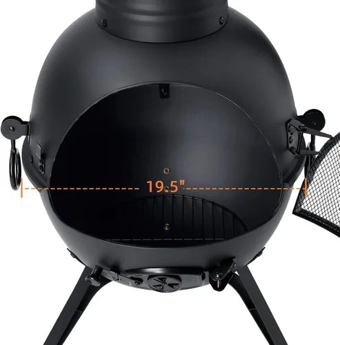 Miniatura 2 de SINGLYFIRE Chiminea Chiminea - Chimenea para exteriores para patio o patio trasero, hoguera de madera con cubierta de chimenea sin óxido, hierro