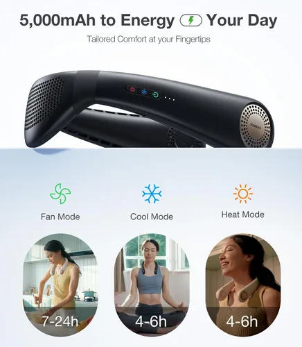 Miniatura 7 de TORRAS COOLiFY Air2024 - Aire acondicionado de cuello actualizado, ventilador de cuello portátil ultraligero recargable, dispositivo de enfriamiento